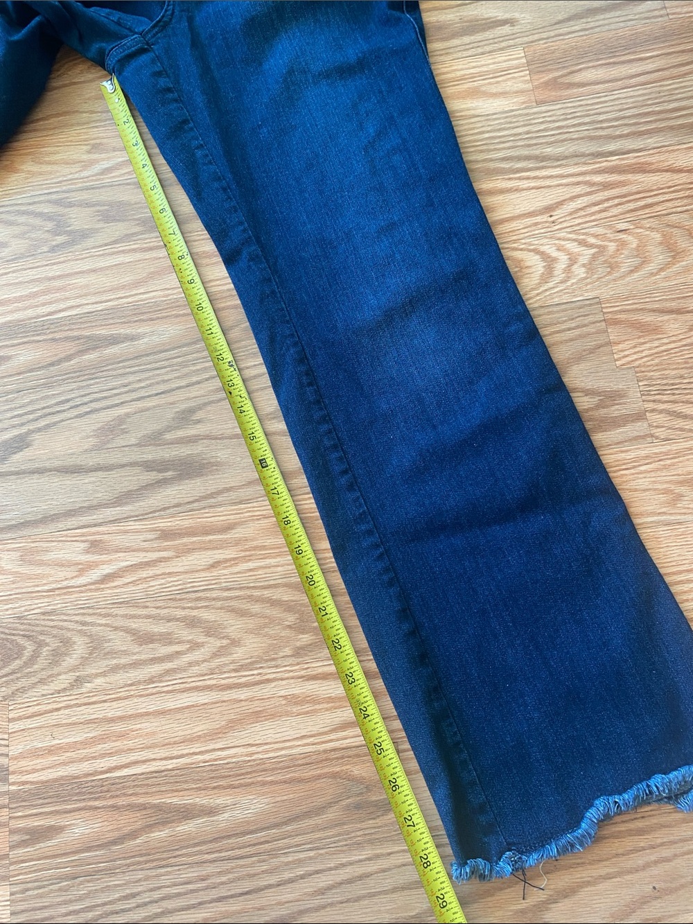 Belle by Kim Gravel Dark Blue Bootcut Jeans with Frayed Hem-12 - Picture 12 of 13